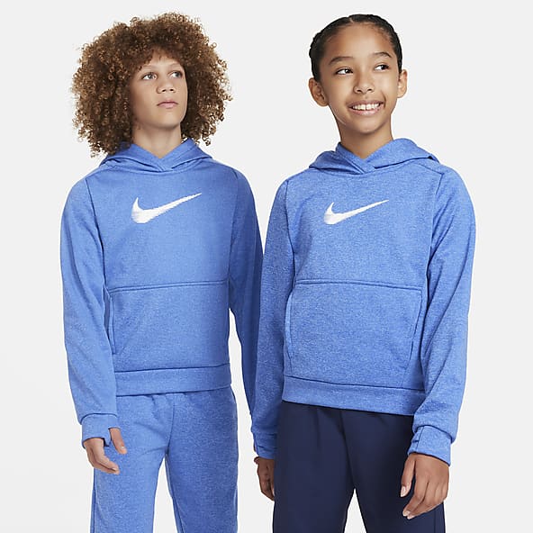 Kids Blue Training Gym Hoodies. Nike